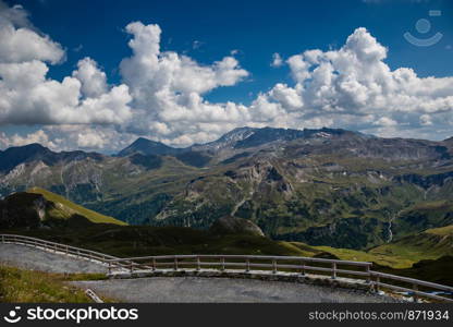 Alpine valley, high mountain roads