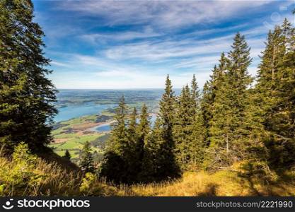 Alps and lakes in a summer day in Germany. Taken from the hill next to  Neuschwanstein castle