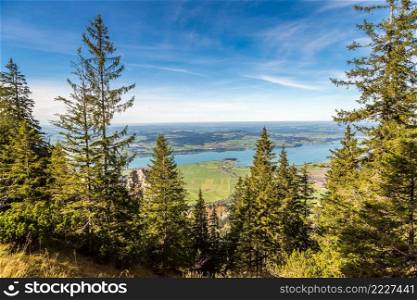 Alps and lakes in a summer day in Germany. Taken from the hill next to  Neuschwanstein castle