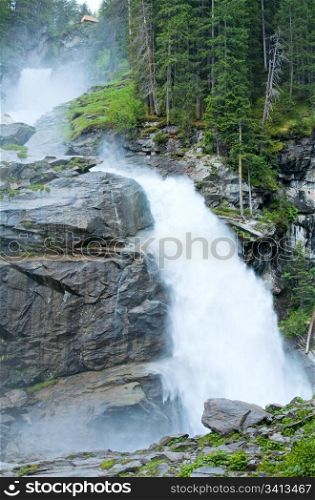 Alps beautiful mountain waterfall Krimml (Austria, Tirol) summer view