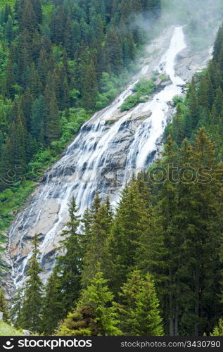 Alps beautiful mountain waterfall summer view (Austria).