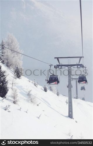 alps elevator on snow background