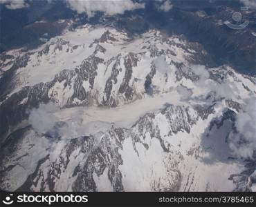 Alps glacier. Aerial view of a glacier in Alps mountains