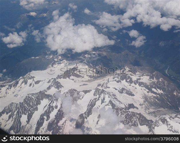 Alps glacier. Aerial view of a glacier in Alps mountains