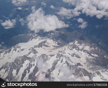 Alps glacier. Aerial view of a glacier in Alps mountains