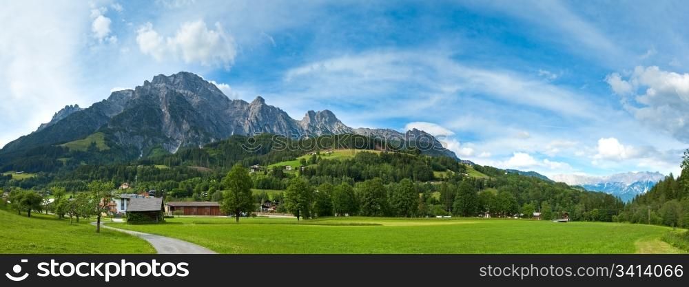 Alps mountain country tranquil summer view (Austria). Three shots composite picture.