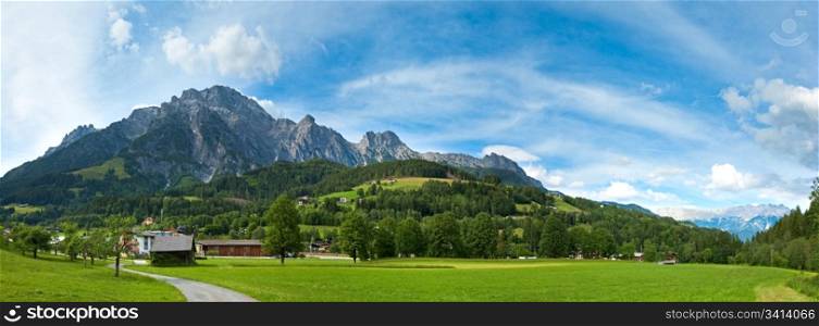 Alps mountain country tranquil summer view (Austria). Three shots composite picture.