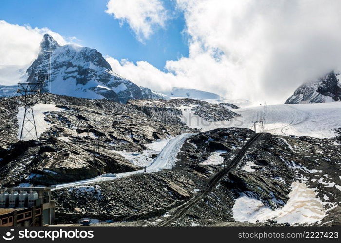 Alps mountain landscape next to Zermatt  in a beautiful summer day in Switzerland