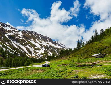 Alps mountain Passo del San Gottardo or St. Gotthard Pass summer landscape  Switzerland .