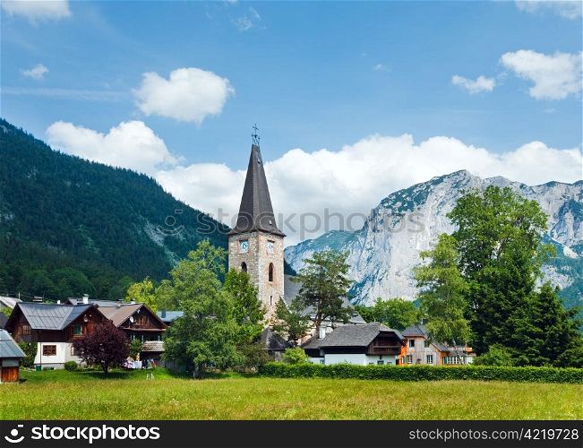 Alps mountains tranquil summer view and village (Altausseer, Austria)