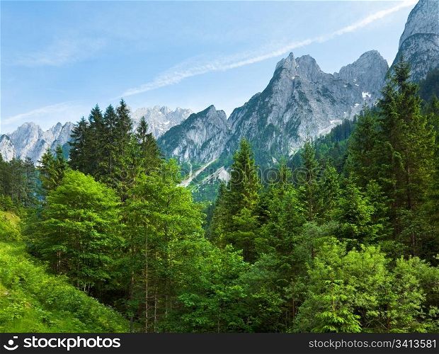 Alps mountains tranquil summer view (Austria, Gosau village outskirts)