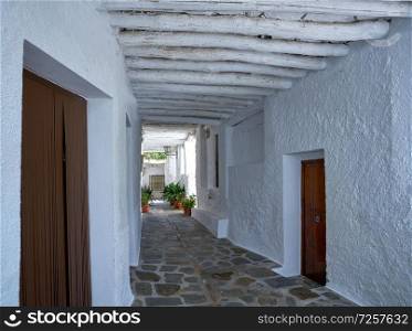 Alpujarras street in Granada at Pampaneira village of Andalusia Spain