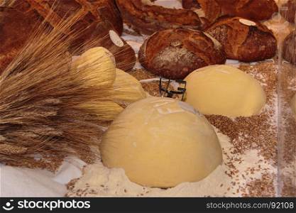 Altamura Italian Fresh Bread and Sheaves of Wheat