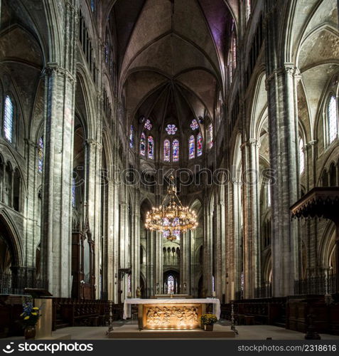 Altar and choir of Cathedral Saint-Etienne in Bourges, Centre, France. Altar and choir of Cathedral Saint-Etienne in Bourges