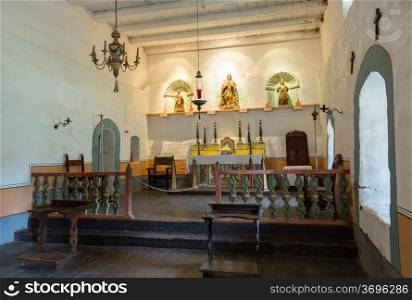 Altar in main chapel at Mission La Purisima Conception in California State Park in Lompoc