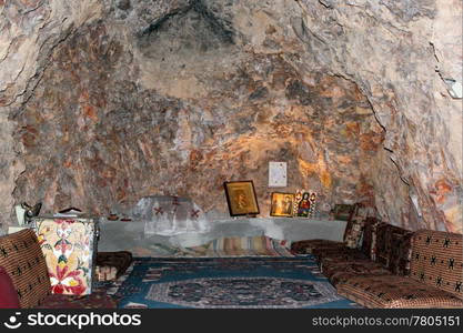 Altar in the cave in orthodox monastery, Syria