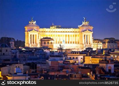 Altare della Patria monumental landmark in city of Rome evening view, eternal city, capital of Italy