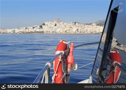 Altea Alicante province Spain from Mediterranean boat window reflection