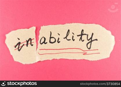 Alter inability word and changing it to ability