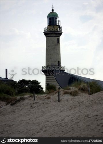 alter_Leuchtturm_in_Warnemuende. Lighthouse in Rostock-Warnemuende, Germany