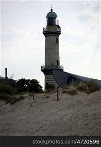 alter_Leuchtturm_in_Warnemuende. Lighthouse in Rostock-Warnemuende, Germany