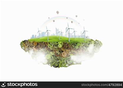 Alternative energy concept. Conceptual image with windmills presenting power and energy concept