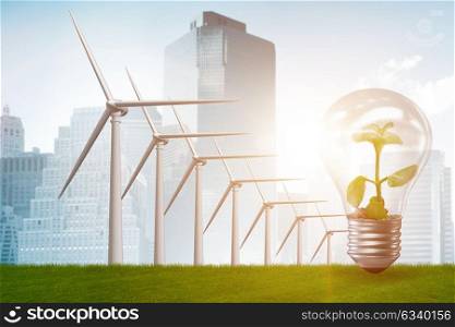 Alternative energy concept with windmills - 3d rendering