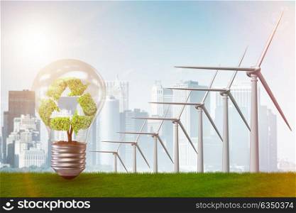 Alternative energy concept with windmills - 3d rendering