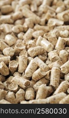 Alternative fuel. Wood pellets made from industrial wood waste.
