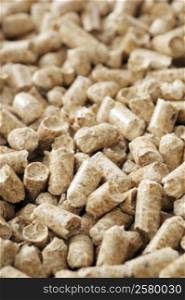 Alternative fuel. Wood pellets made from industrial wood waste.