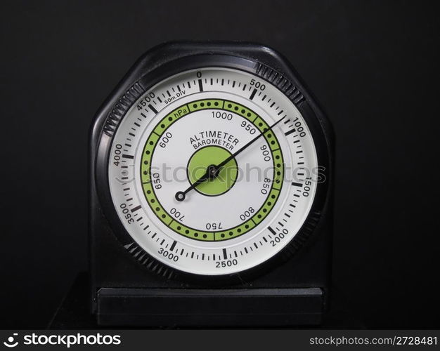 Altimeter barometer with based on a black background