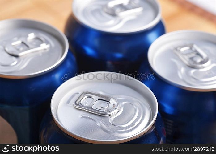 aluminium can with drink, view from top