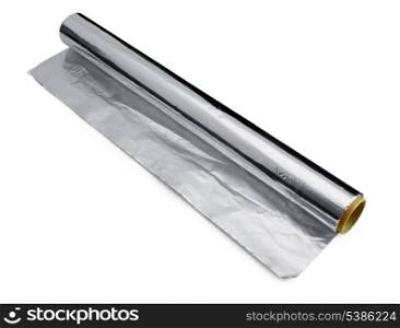 aluminium foil roll for wrapping and cooking food isolated on white