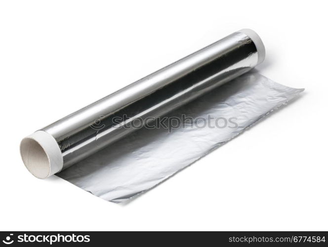 aluminium foil roll isolated on white background with clipping path