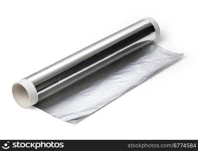 aluminium foil roll isolated on white background with clipping path