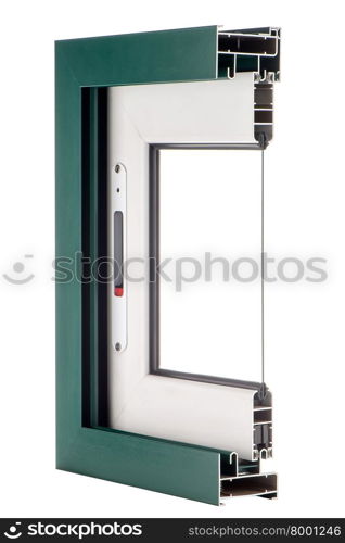 Aluminium window sample isolated on white background.