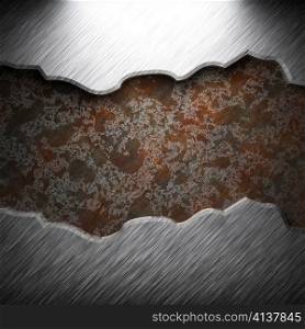 aluminum and rusty metal plate made in 3D
