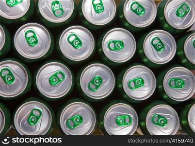 Aluminum cans with keys close-up