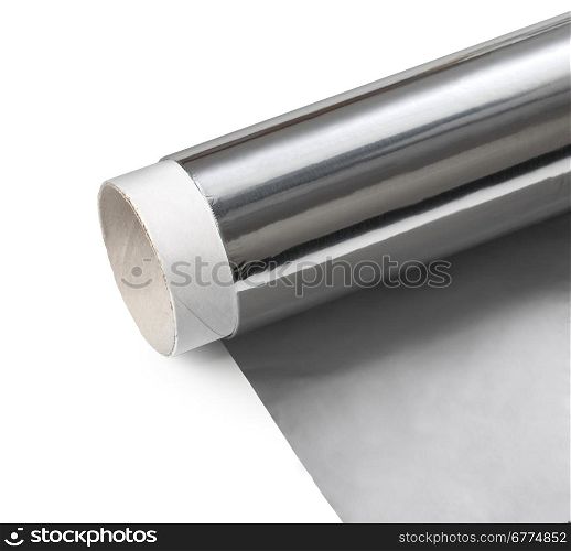 Aluminum foil on white background with clipping path