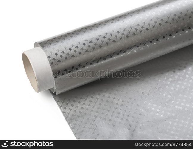 Aluminum foil with stars close up on white. with clipping path