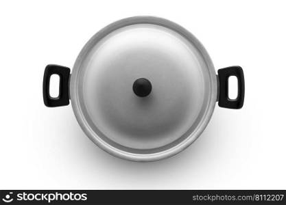 aluminum pan on a white background top view. saucepan on white background