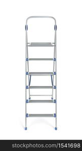 Aluminum step ladder on white background, front view