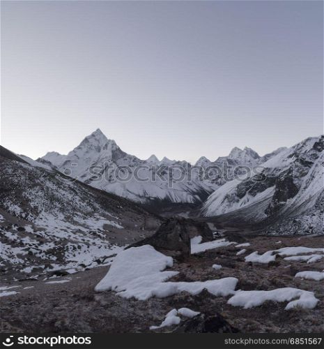 Ama dablam summit Everest base camp trek in Himalayas. Trekking in Nepal