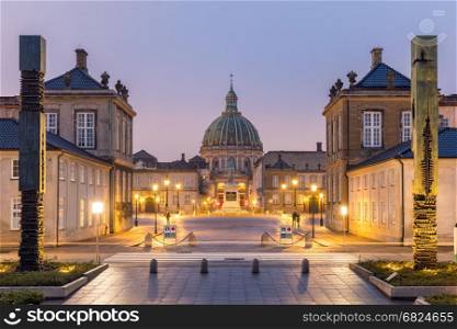 Amalienborg, royal danidh family resident, with town square in Copenhagen denmark