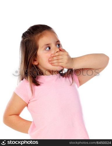 Amazed small girl isolated on a white background