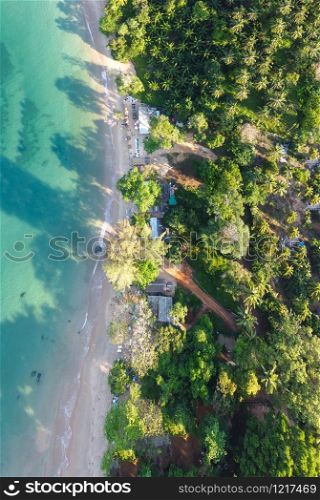 Amazing aerial view of tropical beach from drone.