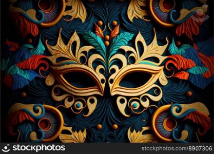 Amazing carnival masks to use as background. Fun time. Generative AI