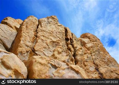 Amazing closeup, large rock on mountain around at Vietnamese beach