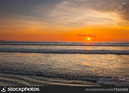 Amazing colorful sunset over sea form Bali beach. Amazing sunset form Bali beach
