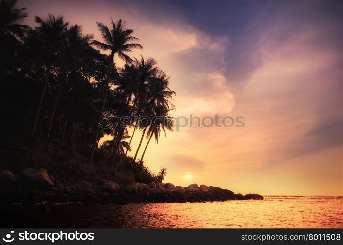 Amazing colors of tropical sunset. Phuket island, Thailand travel landscapes and destinations